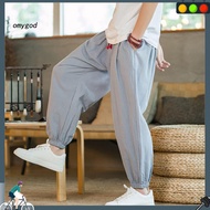 OMG Men Harem Pants Solid Color Pleated Comfortable Harem Pants