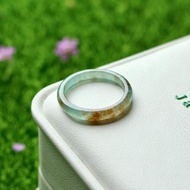 Blue Jade Ring With Orange Plain Shape Glass Material Size: 55-56mm.