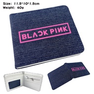 NGQZ Anime Wallet Student Wallet BLACK PINK BLACK PINK Denim Wallet Short Wallet Card Holder Coin Pu