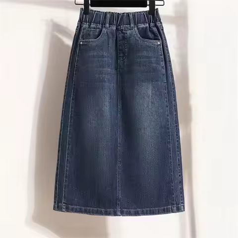 Korean Women High Waisted Cowboy Skirts Summer Female Loose Denim Skirt Ladies New Large Size Jeans 