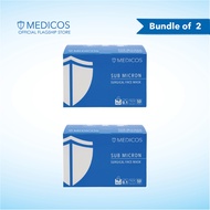 MEDICOS Sub Micron Surgical Face Mask 4 Ply ASTM Level 3 - Assorted Color (2 Boxes)