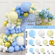 Kit Lengkungan Balon Biru Kuning Putih Dekorasi Lateks untuk Pesta Ulang Tahun Bayi Dekorasi Balloon