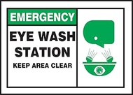 Accuform Signs LFSD904XVE Safety Label, Legend "EMERGENCY EYE WASH STATION KEEP AREA CLEAR", 3.5" Le