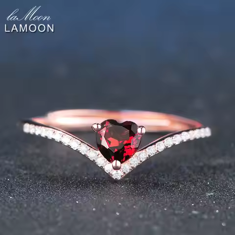 Natural Red Garnet Ring For Women Elegant Love Heart 925 Sterling Silver Romantic Engagement Fine Je