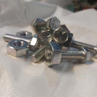 Baut baja 1/2 x 2" Gang 13 dan Mur besar kunci 27