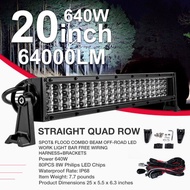 20 Inch 240W Car LED Work  Light Bar 6D ATV LED Lamp Quad Row Driving Spot Flood Combo OffRoad Jeep 
