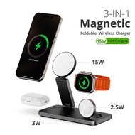 Foreign Trade Applicable iPhone Mobile Phone Watch Headset Three-in-One Wireless Charging Magnetic B