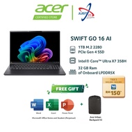 ACER SWIFT GO 16 AI SFG16-I71-75TW 16" LAPTOP ( CUX7-385H 32GD5X 1TBSSD / W11H / OFFICE OPI )