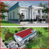 Dk368 7m5x15m Level 4 House Design with Roof Printed on A3 Paper, 3D Color, Architecture, Beautiful 