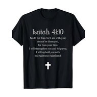 Classic T-Shirt Black Isaiah 41:10 Inspirational Quote with Cross Design for Faithful Daily Wear and