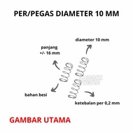Per pegas tekan diameter 10 mm spring besi kawat panjang 16 mm