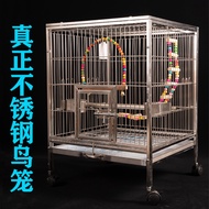 ST/🪁Parrot Bird Cage Stainless Steel Xuanfeng Gray Parrot Bird Cage Supplies Supplies Bird Cage Accessories Small and Me