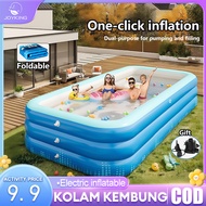 🔥Ready  Beige kids 3 Rings Swimming Pool Inflatable Swimming Kolam Mandi Budak non-slip Buttom Pool 