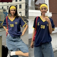 Unisex women's T-shirt NO.08 oversized printed sports T-shirt 08 street girl