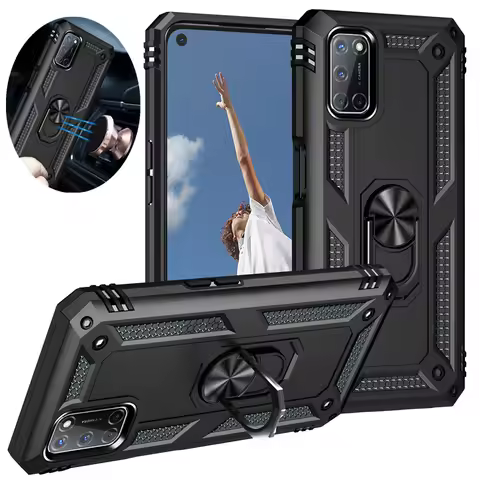 Fundas Cover For OPPO A52 A72 Shockproof Armor Stand Holder Car Ring Phone Case For OPPO A92 A 52 72