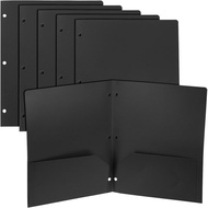 PATIKIL 6 Pcs Plastic Two Pocket Folders, 3 Hole Punch Durable Heavy Duty 2 Pocket File Folders, Let