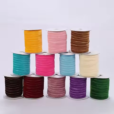 50Yards, 1cm Wide, New High-quality Christmas Bow Velvet Ribbon DIY Flocking Ribbon Nylon Velvet Jew
