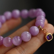 13mm天然原礦紫鋰輝 珍珠天然紫水晶吊墜設計手串手持sm