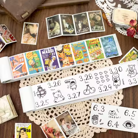 Journal GO 365 Pages Creative Sticky Tearable Calendar 2026 Retro Mini Calendar Book for Planner Jou