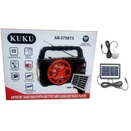 ▤﹉kuku 079 Rechargeable Solar AM/FM Radio with USB/SD/TF MP3 Player Bluetooth