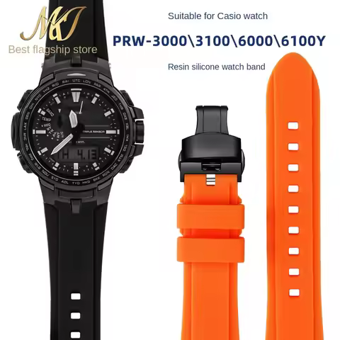 For Casio PROTREK watch strap PRW-6100Y PRW-3000 PRW-3100 PRW-6000Y/YT/FC-1 Men silicone watchband S