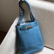 愛馬仕hermes so kelly 22牛仔藍銀扣，原始成色無護理，包身括，無破無裂無大磨損大污漬框E刻