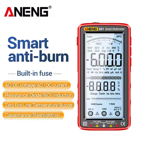 ANENG 681/682/683 Pro Multimeter Non-contact Electric Measuring Meter Rechargable Digital Tool 6000 
