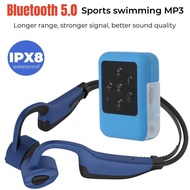 เครื่องเล่นเพลงบลูทูธ MP3 IPX8เครื่องเล่นเพลงกันน้ำกีฬาดำน้ำว่ายน้ำ USB ชาร์จตัวยึดคลิปขนาดเล็กสำหรับเชื่อมต่อหูฟังเสียง