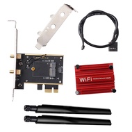 M.2 To PCI Express Wifi Wireless Adapter Converter NGFF M.2 WiFi Bluetooth Card with 2x Antenna For In AX210 AX200 9260 8265