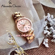 [Original] Alexandre Christie 2A40 LDBRGPN Elegance Women's Watch with Pink Dial Rose Gold Stainless Steel