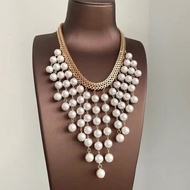 Exaggerated Tassel Pearls Clavicle Necklace
