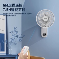ST-⚓Wall Fan Wall-Mounted Electric Fan Household Strong Wind Suspending Fan Small Remote Control Shaking Head Wall Mount