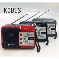 ☑♀✎KUKU K5BTS Rechargeable Solar AM/FM Bluetooth Radio with USB/SD/TF MP3 Player