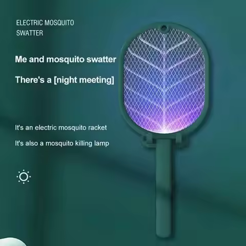 2-in-1 Electric Mosquito Killer Household Mosquito Racket With Purple Killer Lamp USB Charging Recha
