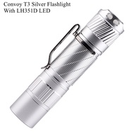 Convoy T3 Silver Flashlight With LH351D LED Mini Torch Camping Hiking Lamp