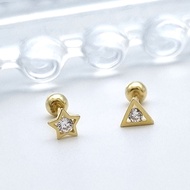 [Mandy] 14K Star Triangle Cubic Tragus Lobe Helix Piercing Earring, 585 Gold, K-Style Jewelry for Gi