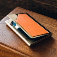 Hi I Am-Genuine Leather Business Card Case Stainless Steel Semi-Vegetable Tanned Type B|W3-021-2