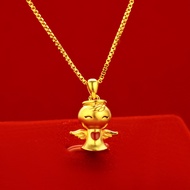 cod Boutique AU999 gold necklace 24K real gold angel pendant ladies fashionable simple clavicle chai