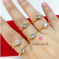 [VELLITA] Cop916 Ring “Diamond CZ” Anniversary, Engagement Ring 999.9 Gold Plated{Cincin Permata}