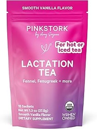 Pink Stork Organic Lactation Tea – Fenugreek, Fennel, Milk Thistle + More – Support for Breastfeedin