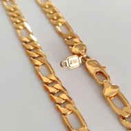 Stunning Real 24K Solid Yellow Gold GF 10mm 55CM Italian Figaro Link Chain Pendant Necklace 22" Inch