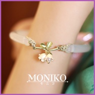 ♕ ℗ ☌ MONIKO Original Design 18k Gold Hetian Jade White  Lily of the valley Bangle Impact Inspired
