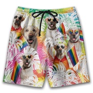 Cute LGBTQ Pet Dog 3D Printed Beach Shorts Hip Hop Pride Lesbian Gay Rainbow Flag Trunks Asexual Bis