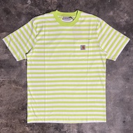 Carhartt WIP Scotty Pocket T-Shirt Scotty Stripe Lime White - Original 100%