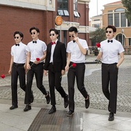 Western-Style Groomsmen Clothes Men's Day Shirt Suit Men's Brothers Clothes Short-Sleeved White Shir