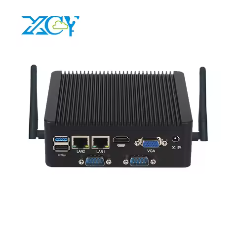 intel Pentium J2900 Industrial Mini PC 4x Serial Ports RS232 RS485 2x Ethernet Support WiFi 4G Modem