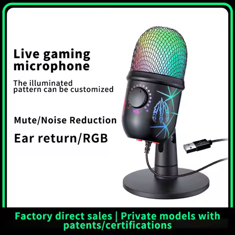 Gaming Microphone USB Microphone for PC Condenser Podcast Mic for Studio Recording with Headphone Ja