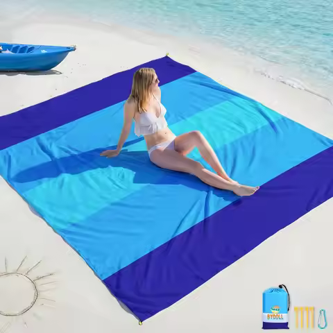 Waterproof Sandproof Beach Blanket 78x81 inches, Oversized Sand Free Mat for Travel, Camping, Hiking