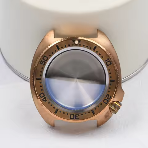 6105 Abalone Bronze Watch case C3 Luminous Sapphire glass Dive watch case fit Seiko for NH35/NH36 Au