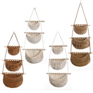 Wall Door Storage Rack Cotton Rope Wall Hanging Basket 3-Layer Wall-Mounted Hanging Storage Rack Sun